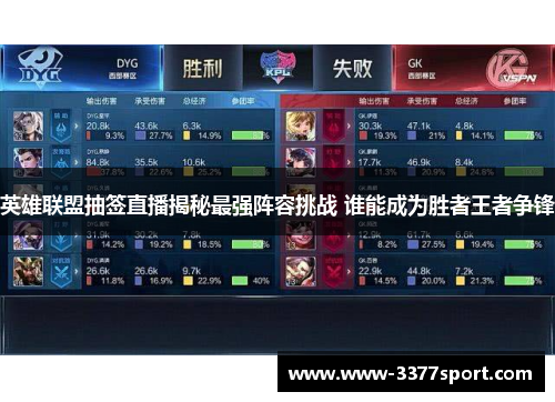 英雄联盟抽签直播揭秘最强阵容挑战 谁能成为胜者王者争锋